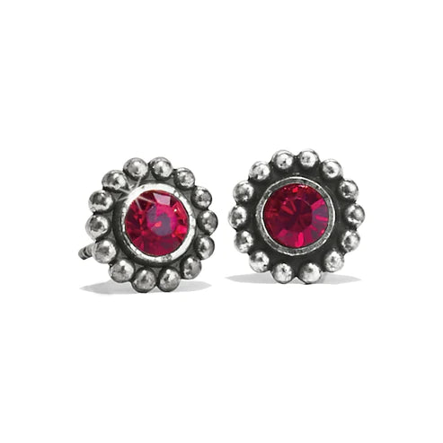 Women’s stackable earrings-Brighton | Silver Tone Twinkle Mini Post Earrings in Garnet