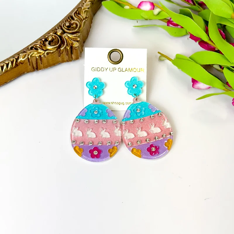 Women’s trendy earrings-Easter Egg Earrings with Crystals in Multi Color