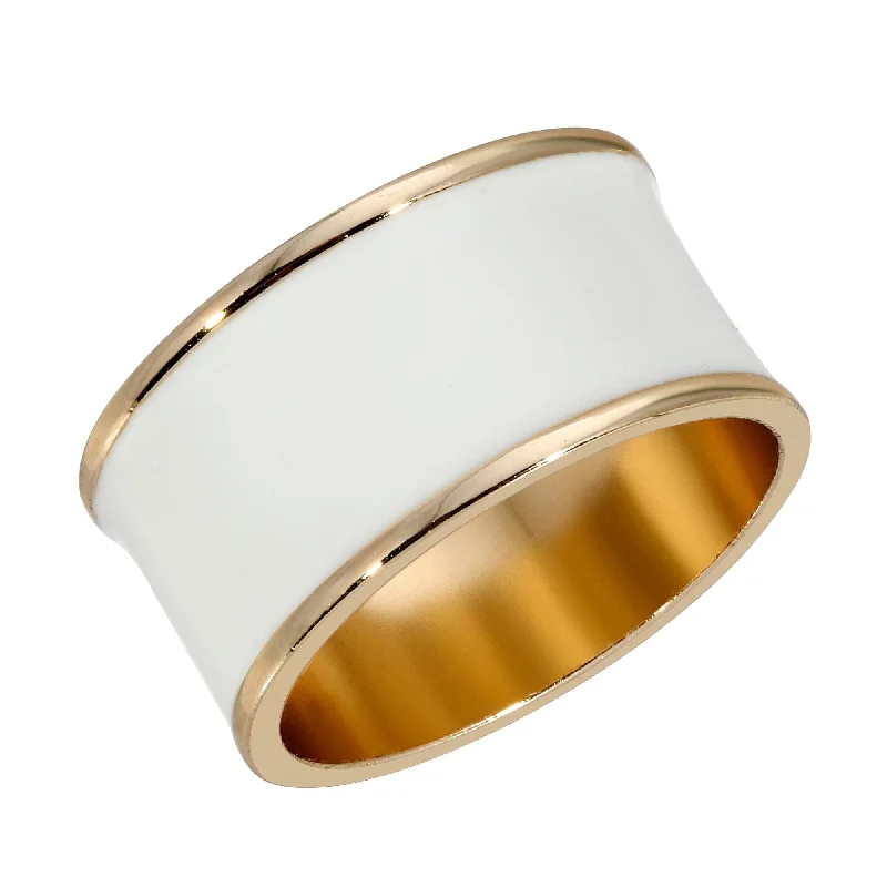 Women’s engraved wedding rings-Enamel Concave Ring