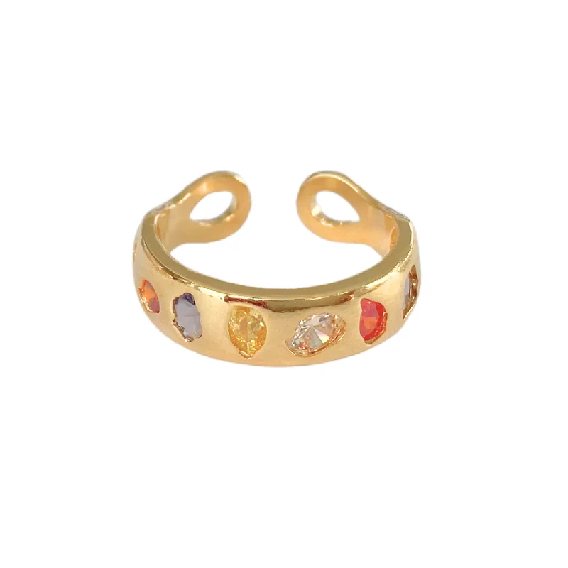 Women’s emerald rings-Colorful Stone Band Ring