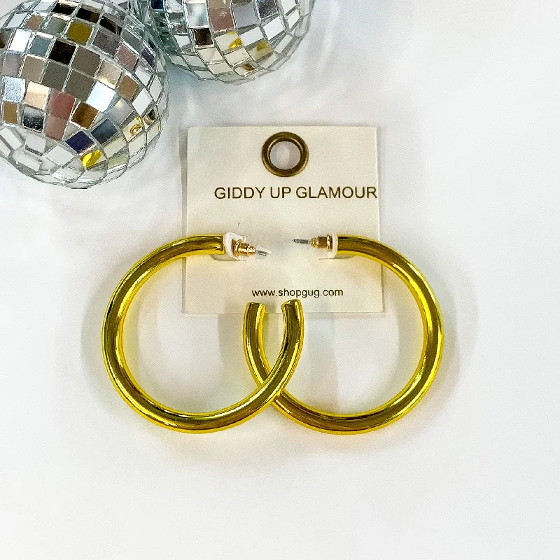 Women’s luxury diamond earrings-Light Up Large Neon Hoop Earrings In Yellow