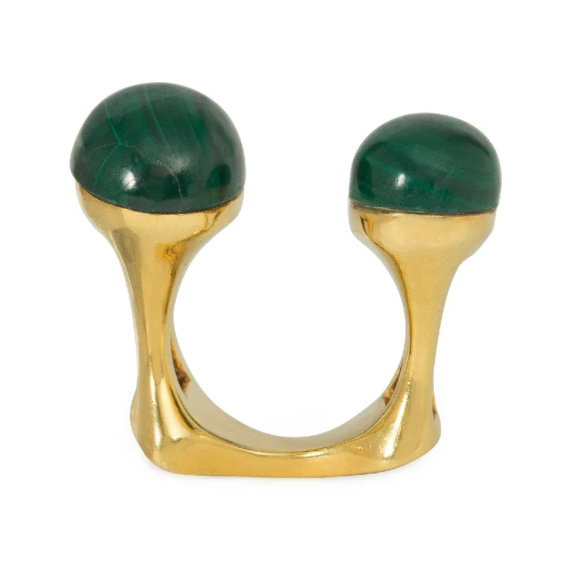 Women’s twist rings-1970s Italian malachite and gold between-the-finger ring