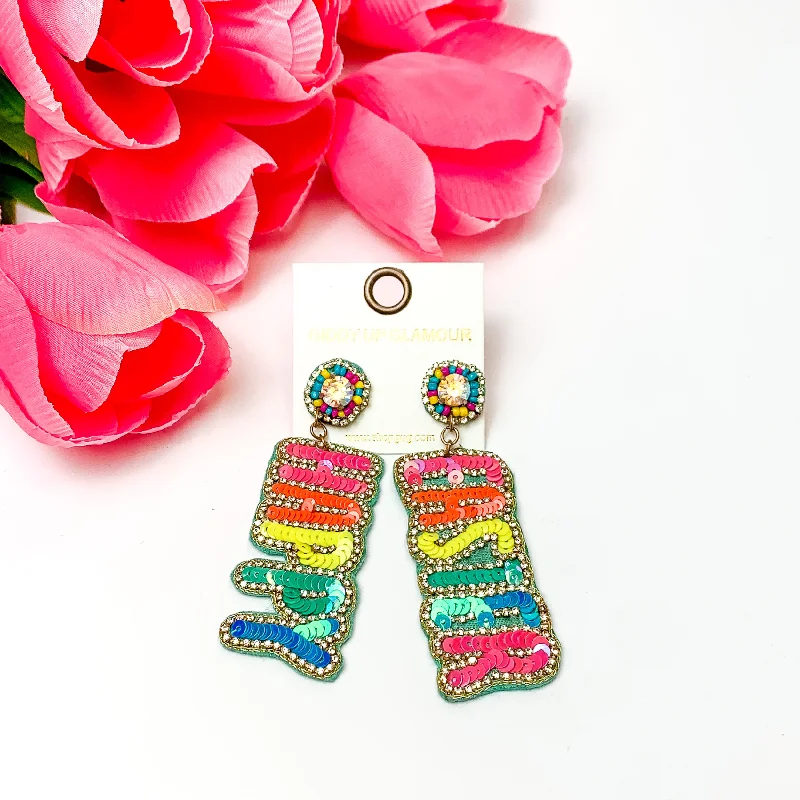 Women’s hoop gold earrings-Happy Easter Beaded Earrings in Multicolor Mix