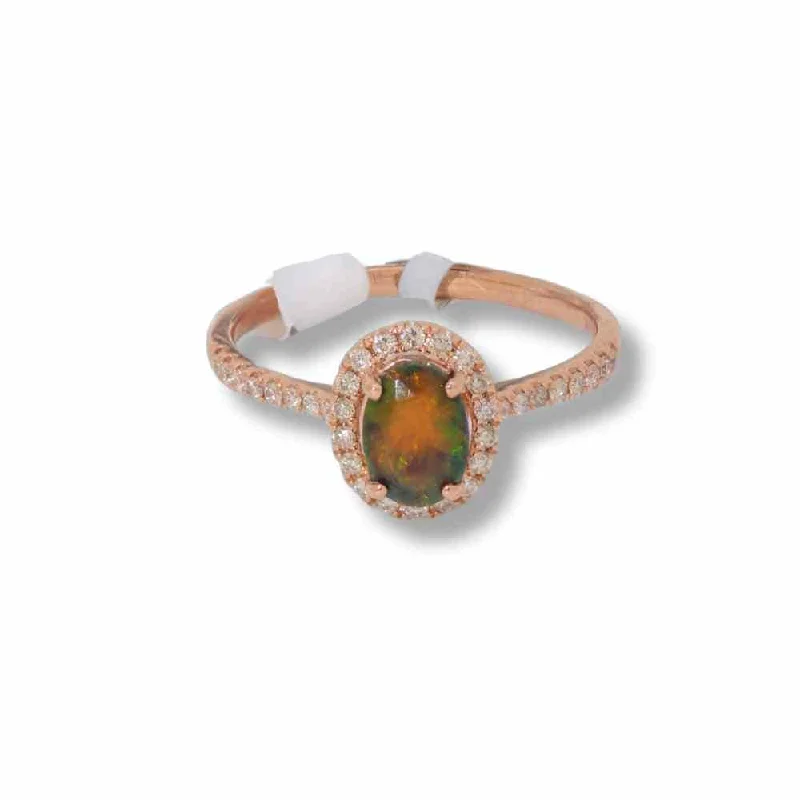 Women’s minimalist rings-14k Rose Gold Opal Ring