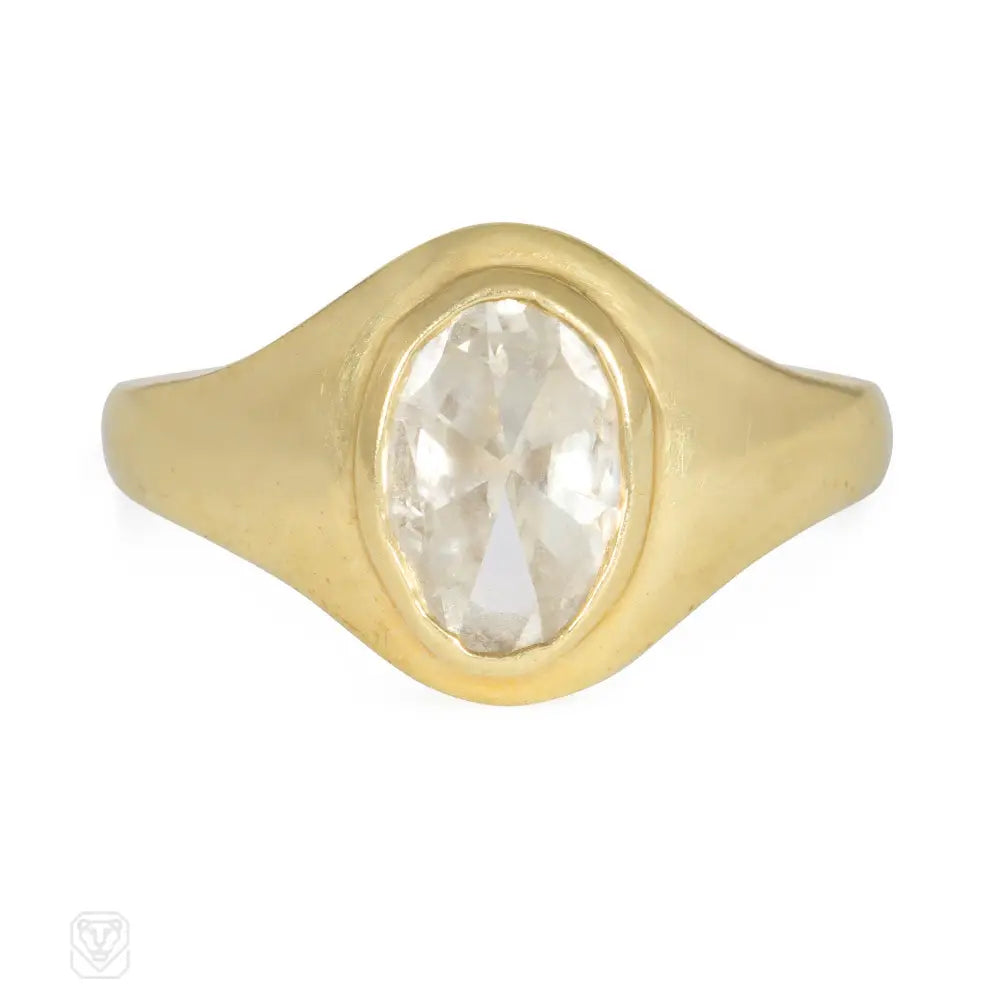 Women’s luxury gold rings-Art Deco diamond and gold ring of tapered design