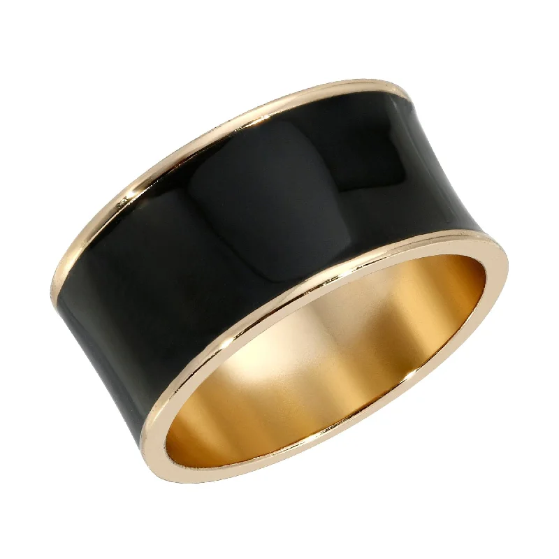 Women’s two-tone rings-Enamel Concave Ring