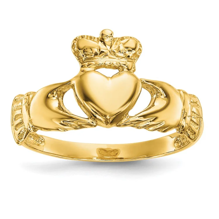 Women’s gold engagement rings-14k Polished Claddagh Ring