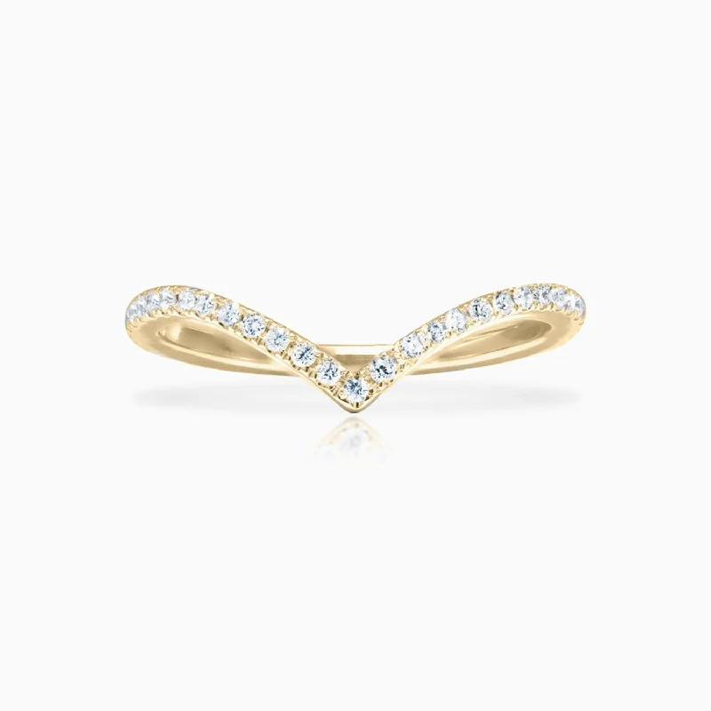 Women’s multi-stone rings-V-Shaped Ring with Diamond Pave