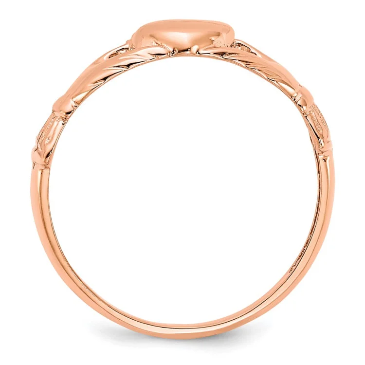 Women’s rose gold stackable rings-14k Rose Gold Polished Claddagh Ring