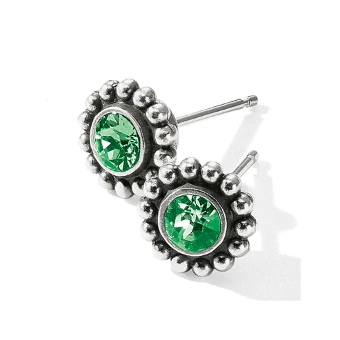 Women’s rhinestone earrings-Brighton | Silver Tone Twinkle Mini Post Earrings in Peridot