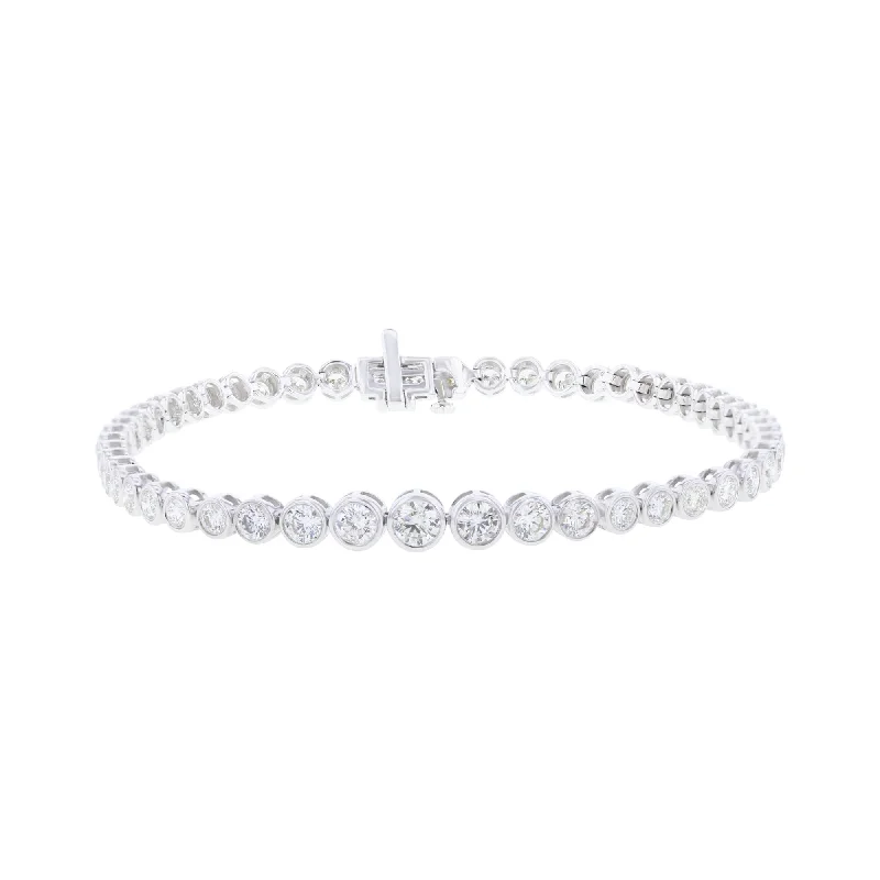 Women’s custom bangle bracelets-Women’s custom bangle bracelets-Gillian Graduated Bezel Diamond Tennis Bracelet