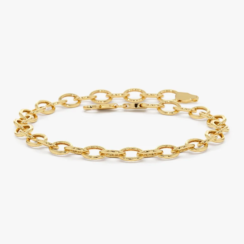 Women’s designer bracelets-Women’s designer bracelets-14k Oval Link Cable Chain Bracelet