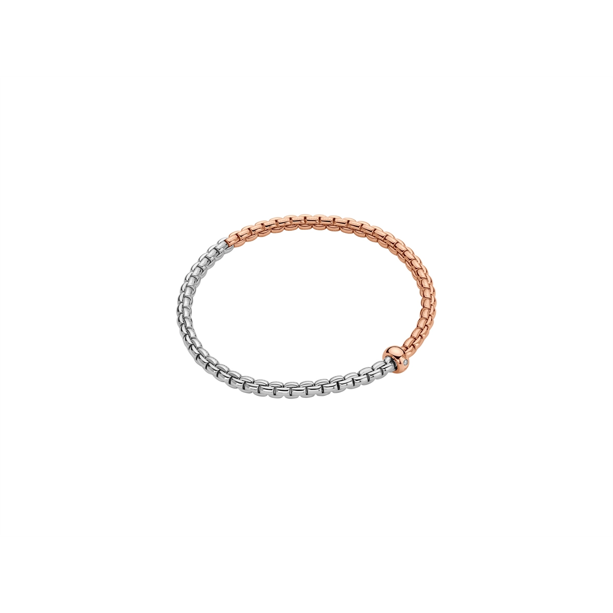 Women’s vintage-inspired bracelets-Fope 18K White and Rose Gold Eka Collection Diamond Bracelet