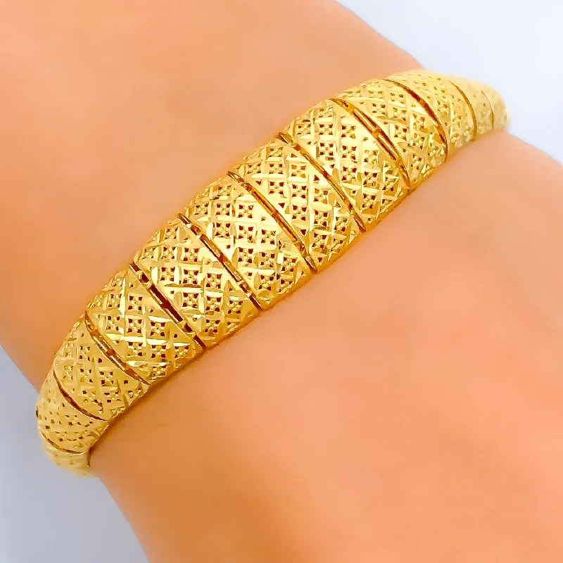 Women’s chic bangles-Women’s chic bangles-Dazzling Graduated 22k Gold Bracelet