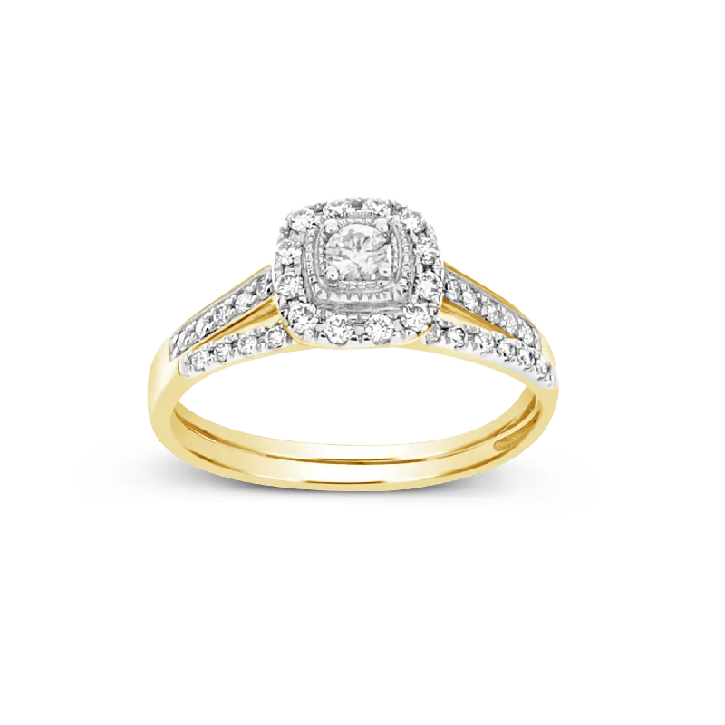 Women’s diamond wedding bands with engagement rings-Diamond Halo Engagement Ring .33 CTW 14K Yellow Gold