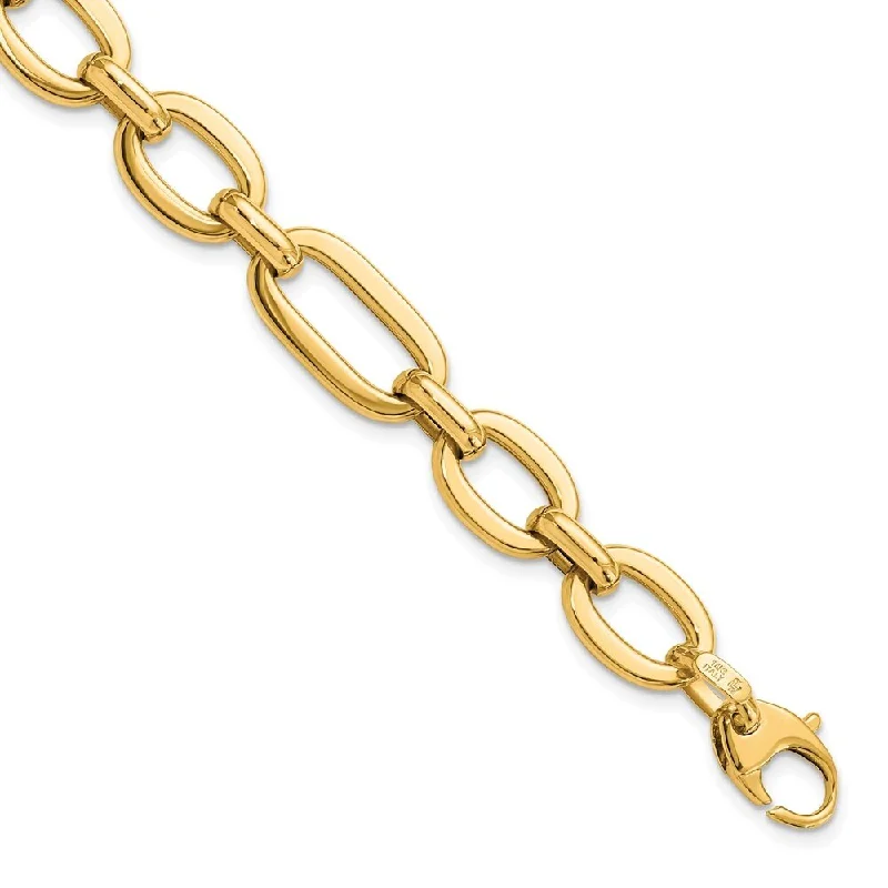 Women’s charm bangles-14k Yellow Gold 10mm Fancy Link Bracelet, 7.5"