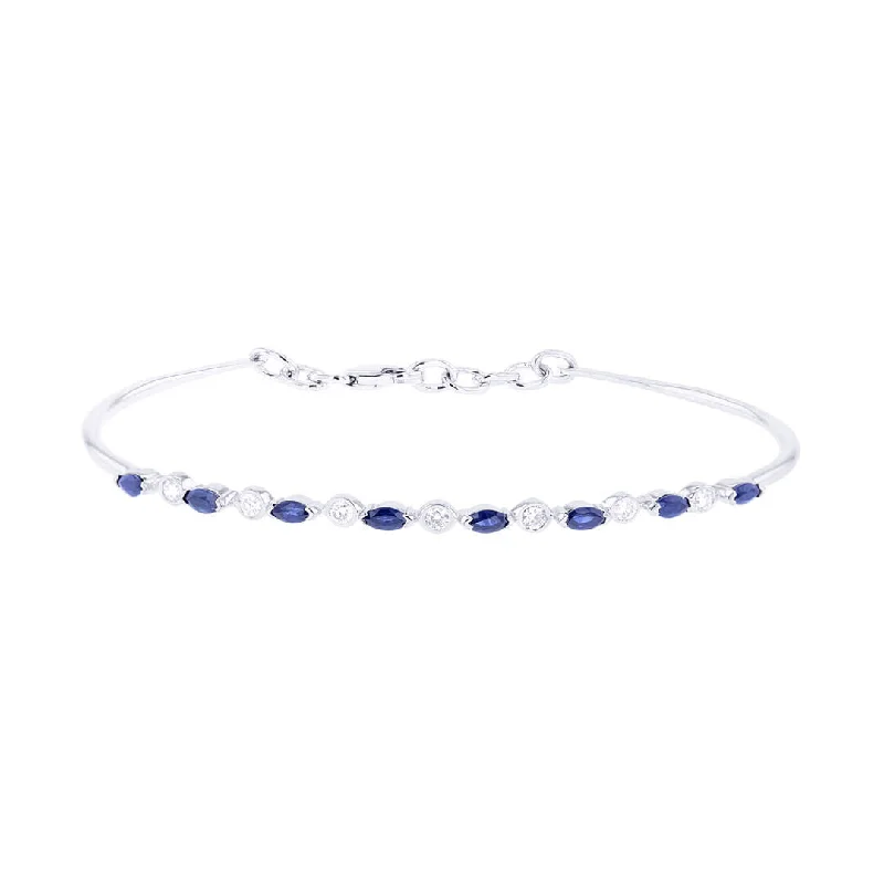 Women’s modern bracelets-Women’s modern bracelets-Sunila Sapphire and Diamond Bangle Bracelet