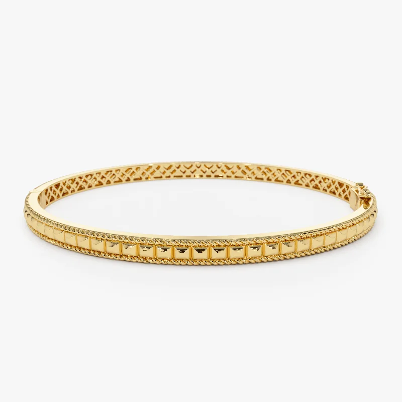 Women’s delicate bracelets-Women’s delicate bracelets-14k Pyramid Gold Bangle Bracelet