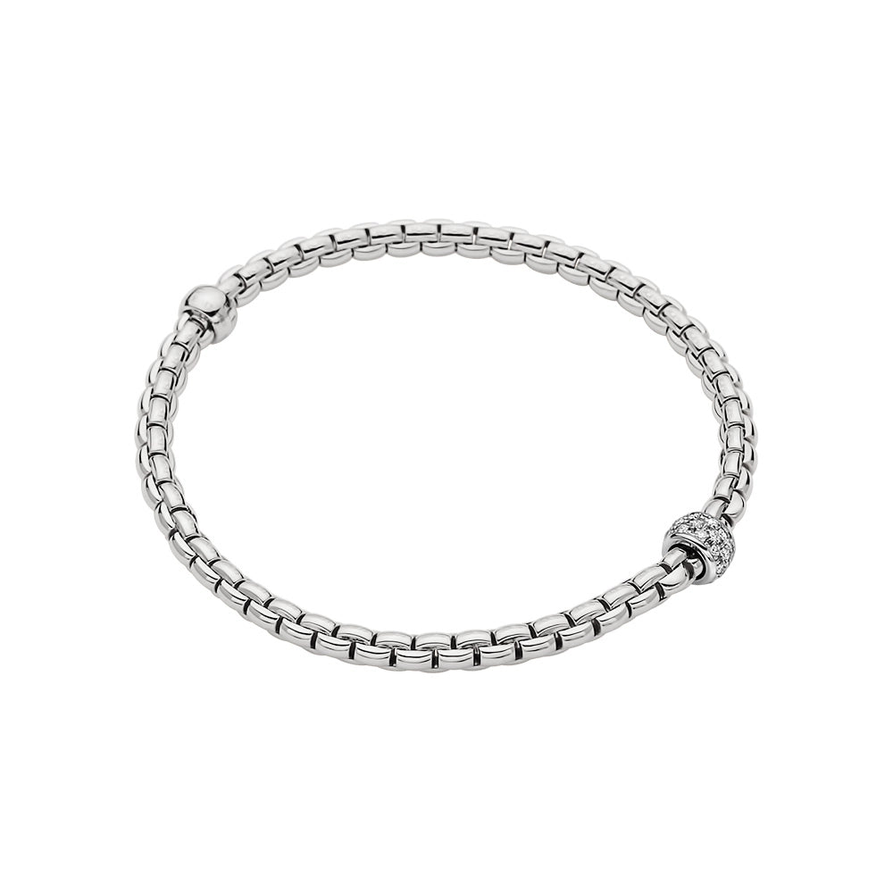 Women’s geometric bracelets-FOPE 18K White Gold Eka Tiny Collection Diamond Bracelet, Medium Size