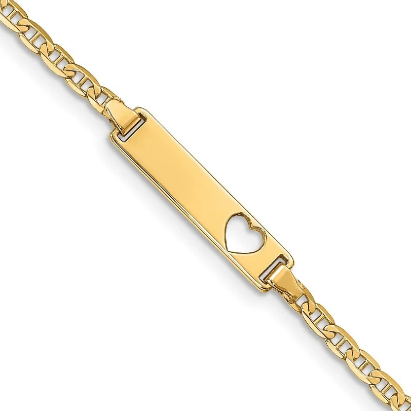 Women’s multicolored bracelets-Women’s multicolored bracelets-Curata 10k Yellow Gold 5mm Engravable Flat Mariner Anchor Link ID Bracelet 7 Inch