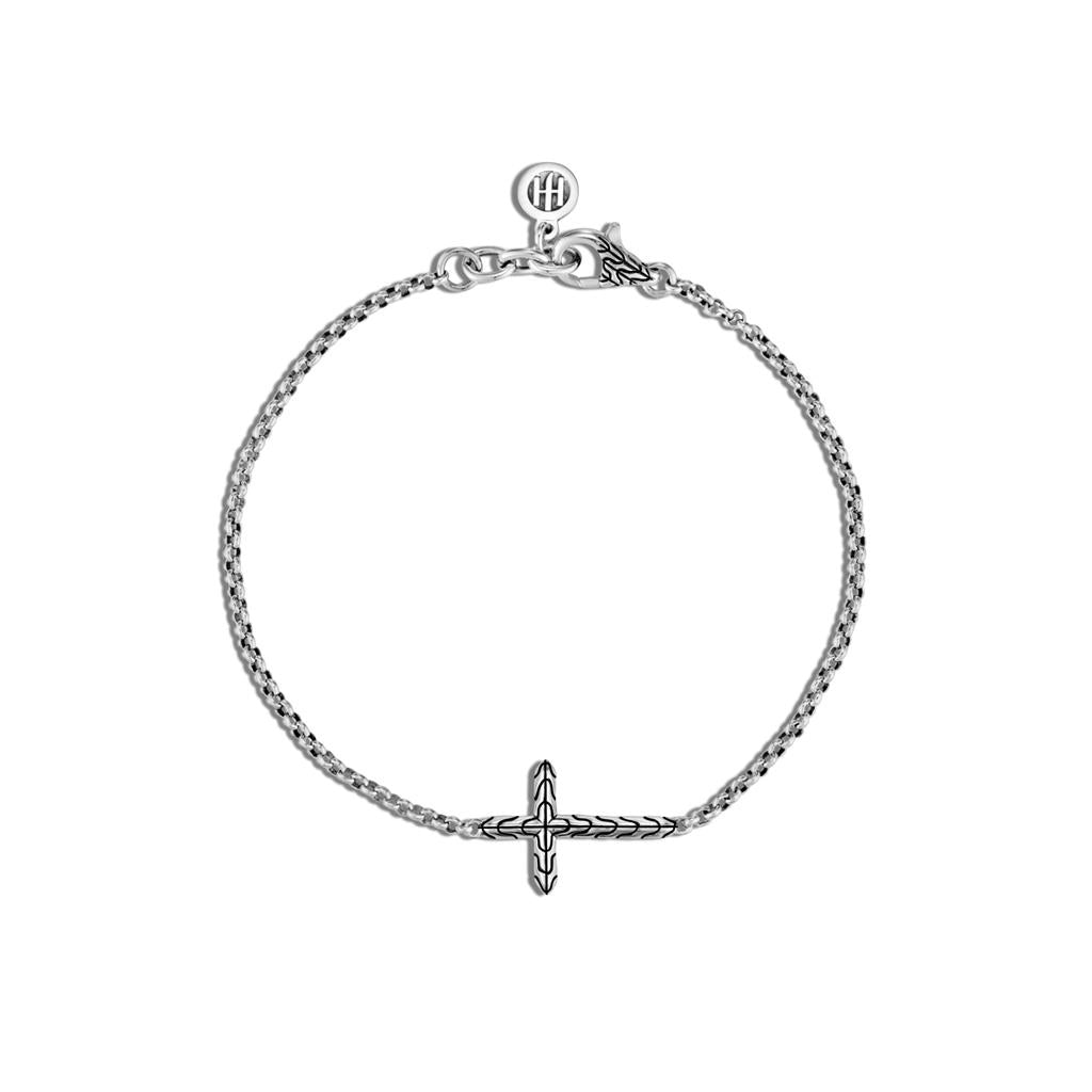 Women’s gemstone cuff bracelets-John Hardy Classic Chain Silver Mini Rolo Chain Cross Bracelet