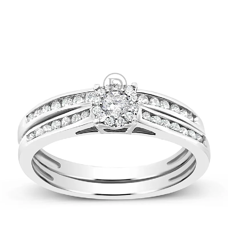 Women’s art nouveau engagement rings-Diamond Engagement Ring .35 CTW Round Cut 14K White Gold