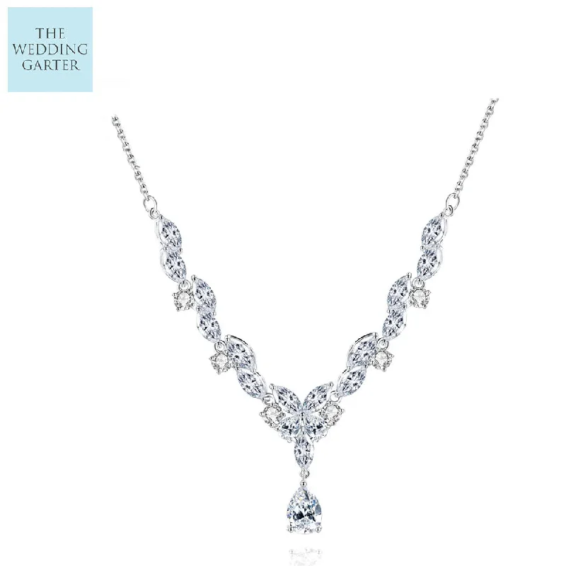 Women’s diamond accent engagement rings-Delicate Cubic Zirconia Diamond Wedding Necklace