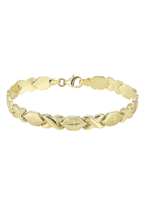 Women’s classic bangles-YELLOW GOLD "XO" BRACELET FOR WOMEN 10K/14K