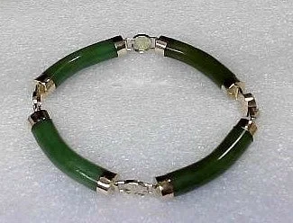 Women’s adjustable bracelets-Women’s adjustable bracelets-Gold Vintage Jade Bracelet Estate