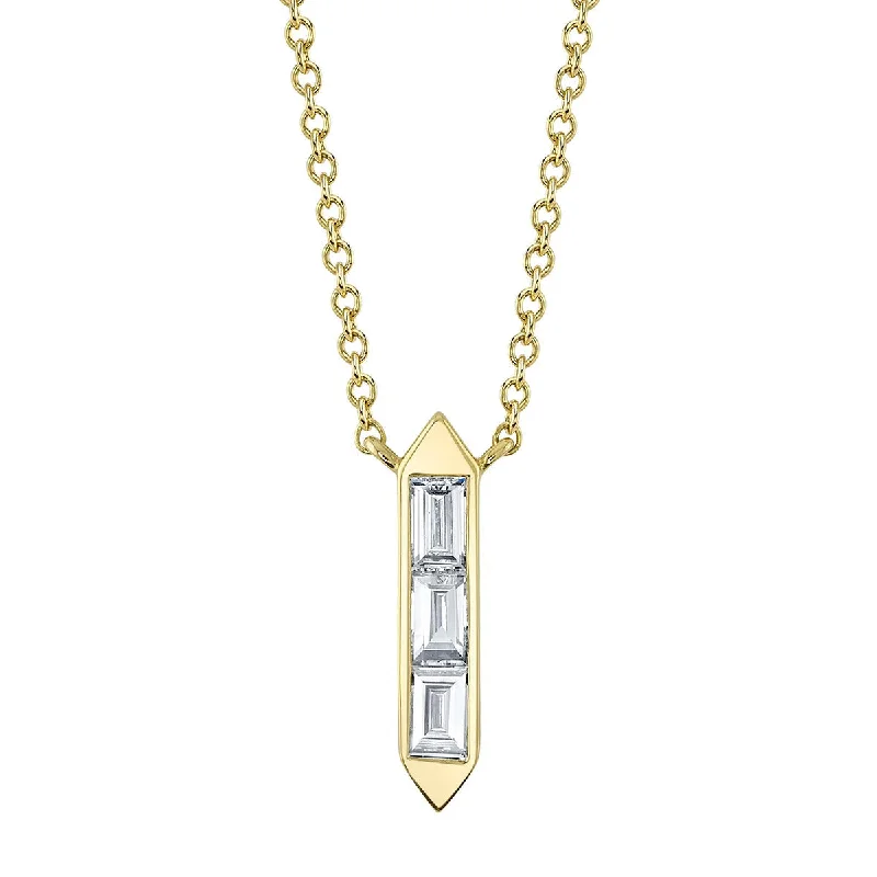 Women’s chic necklaces-Shy Creation Diamond Baguette Necklace