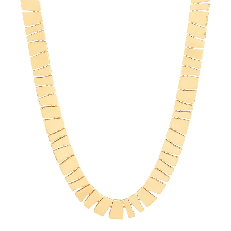 Women’s sterling silver necklaces-Topper Italia Gold Solid Geometric Necklace