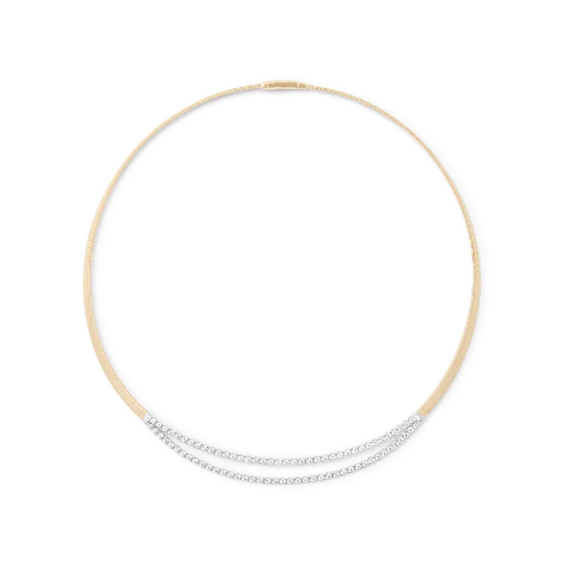 Women’s trendy necklaces-Marco Bicego Masai Coil Collar Necklace With Double Row Diamond Bar