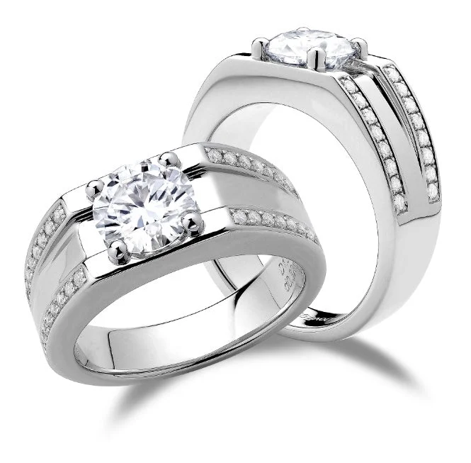 Women’s platinum diamond engagement rings-doveggs round tension moissanite engagement ring for men