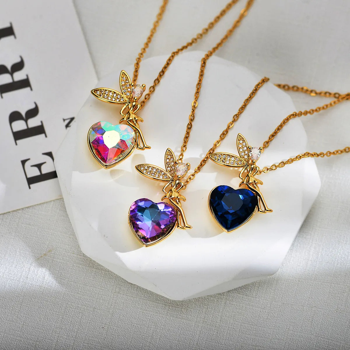 Women’s fashion statement necklaces-Fairy Style Cartoon Character Heart Shape Titanium Steel Copper Inlay Zircon Pendant Necklace