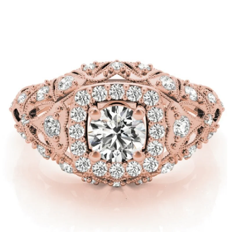 Women’s personalized engagement rings-1 Ct Diamond Vintage Engagement Ring Lab Grown in 14k White Yellow or Rose Gold