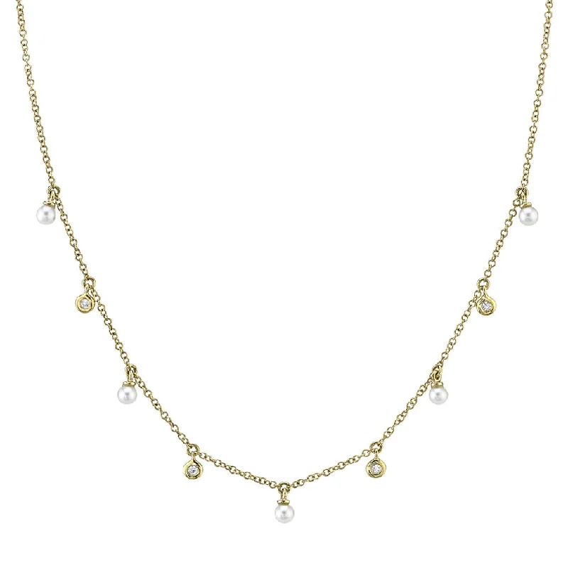 Women’s pearl necklaces-Shy Creation Diamond & Cultured Pearl Necklace SC55021032