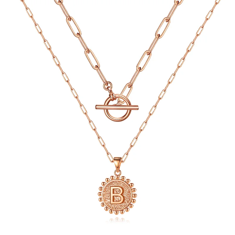 Women’s vintage pendant necklaces-Hip-hop Simple Style Round Letter Copper Toggle Plating 14k Gold Plated Pendant Necklace