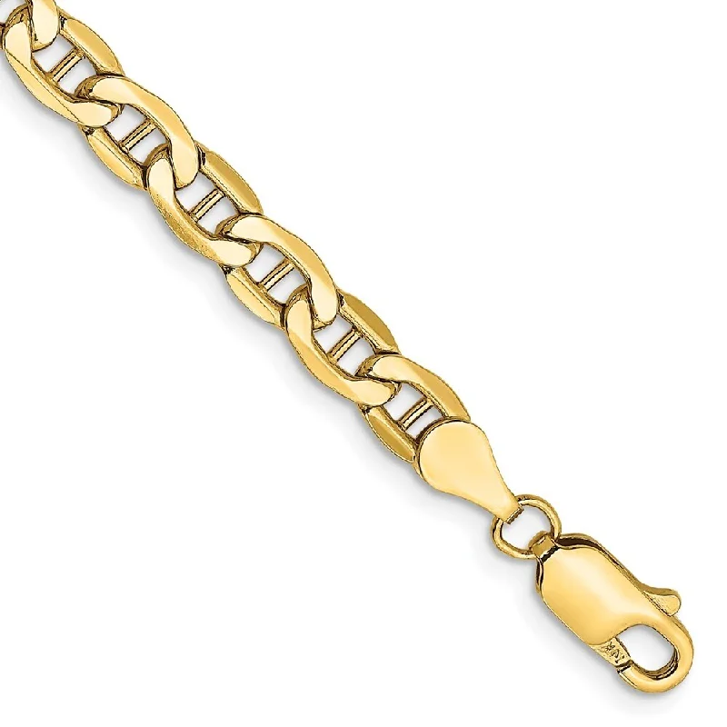 Women’s engraved bangles-14k Yellow Gold 4.75mm Semi-Solid Anchor Chain Bracelet, 7"