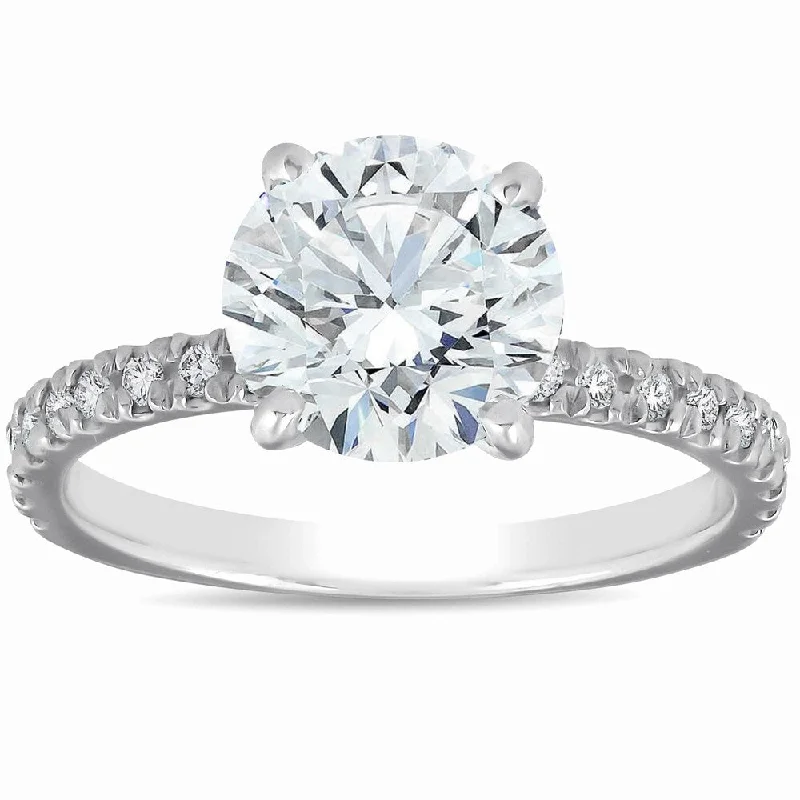 Women’s affordable engagement rings-Pompeii3 14k White Gold 2 1/3 Ct TDW Diamond Engagement Ring Clarity Enhanced