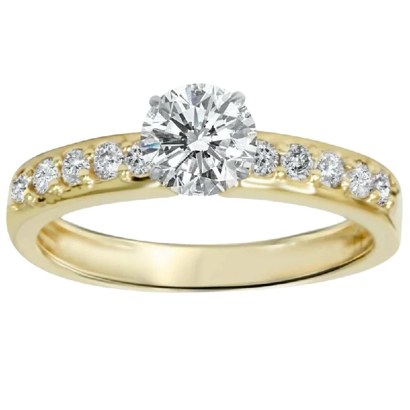 Women’s luxury engagement rings-1ct Yellow Gold Diamond Engagement Ring 14K