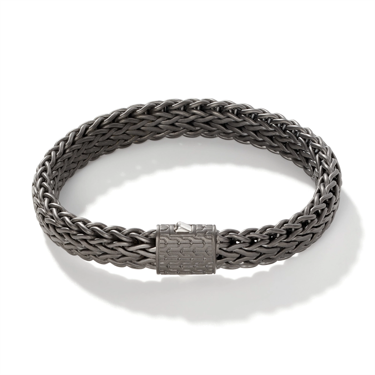 Women’s natural stone bracelets-John Hardy Men's Classic Chain Silver with Matte Black/Grey Rhodium Large Flat Chain Bracelet, Size Univeral Large