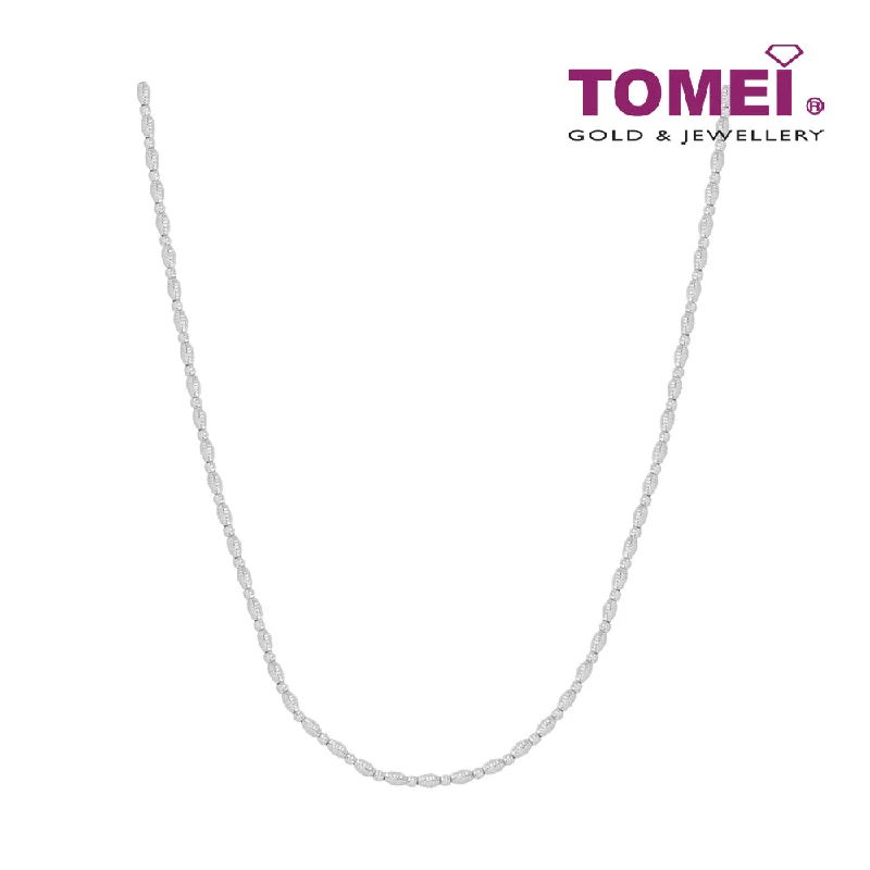 Women’s geometric necklaces-TOMEI Italia Beads Necklace, White Gold 585