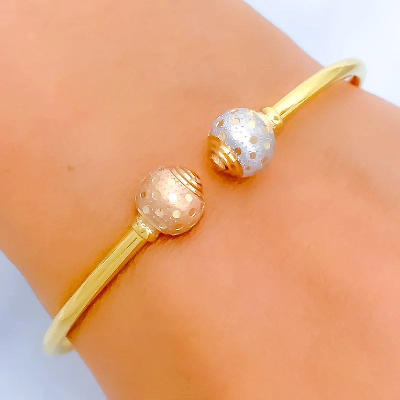 Women’s stackable cuff bracelets-Women’s stackable cuff bracelets-Chic Delicate Posh Orb 22k Gold Bangle Bracelet