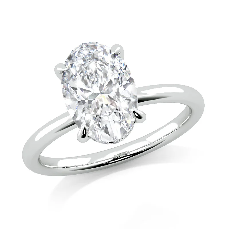 Women’s modern engagement rings-2.08ct IGI CERTIFIED Lab Grown Oval-Cut Diamond with Hidden Halo Engagement Ring