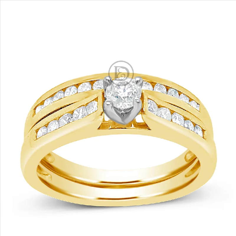 Women’s large gemstone engagement rings-Diamond Engagement Ring .55 CTW Round Cut 14K Yellow Gold