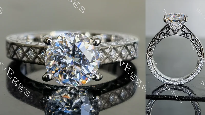 Women’s rose gold diamond engagement rings-doveggs round vintage moissanite engagement ring