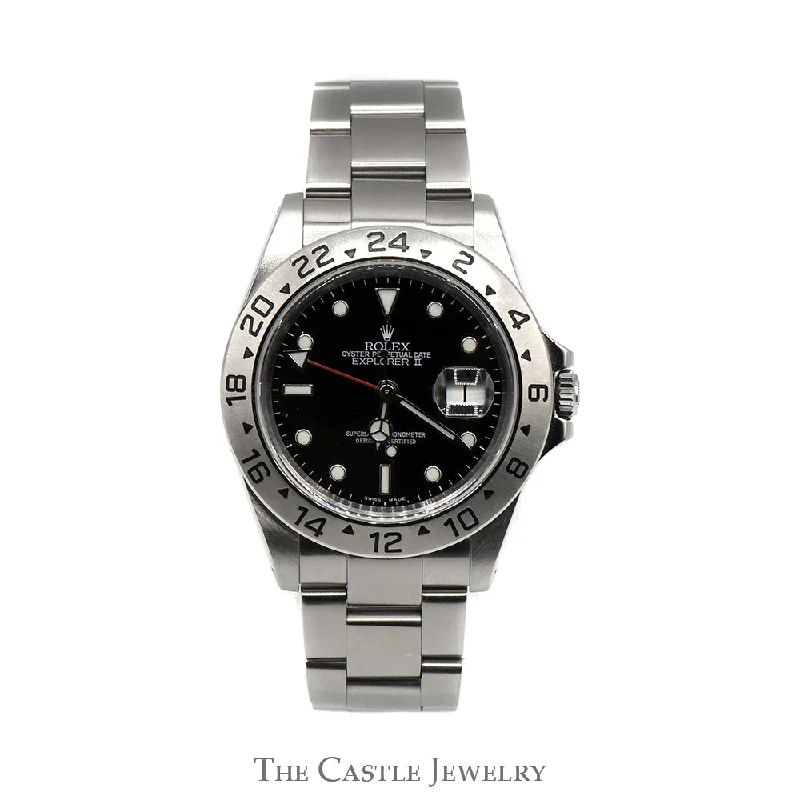 Women’s small bangles-Women’s small bangles-Rolex Explorer II M16570 with Black Dial and Date Indicator in Stainless Steel Oyster Bracelet