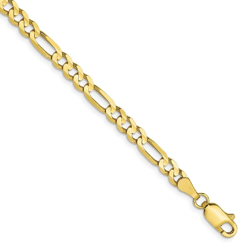 Women’s vintage gold bangles-Leslie's 10k Yellow Gold 4mm Concave Figaro Chain Bracelet, 7"