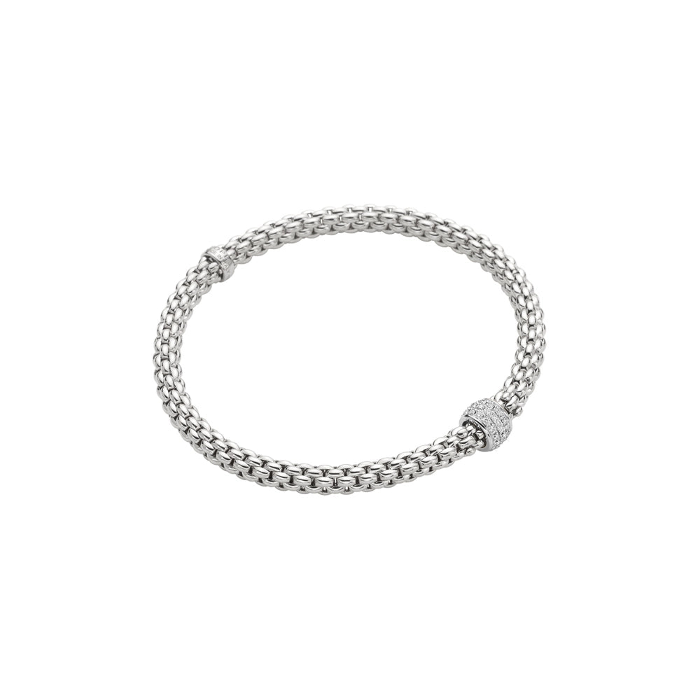 Women’s thin bracelets-Fope 18K White Gold Solo Collection Diamond Bracelet, Extra Small Size