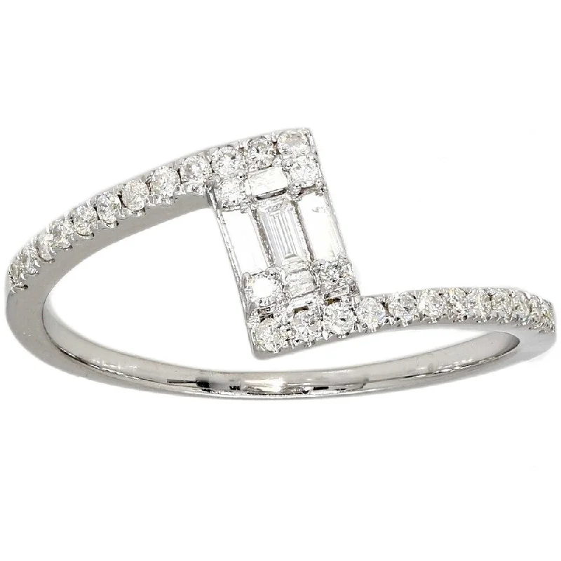 Women’s platinum engagement rings-Pompeii3 10k White Gold .27 Ct. TDW Marquise & Round Diamond Unique Engagement Ring